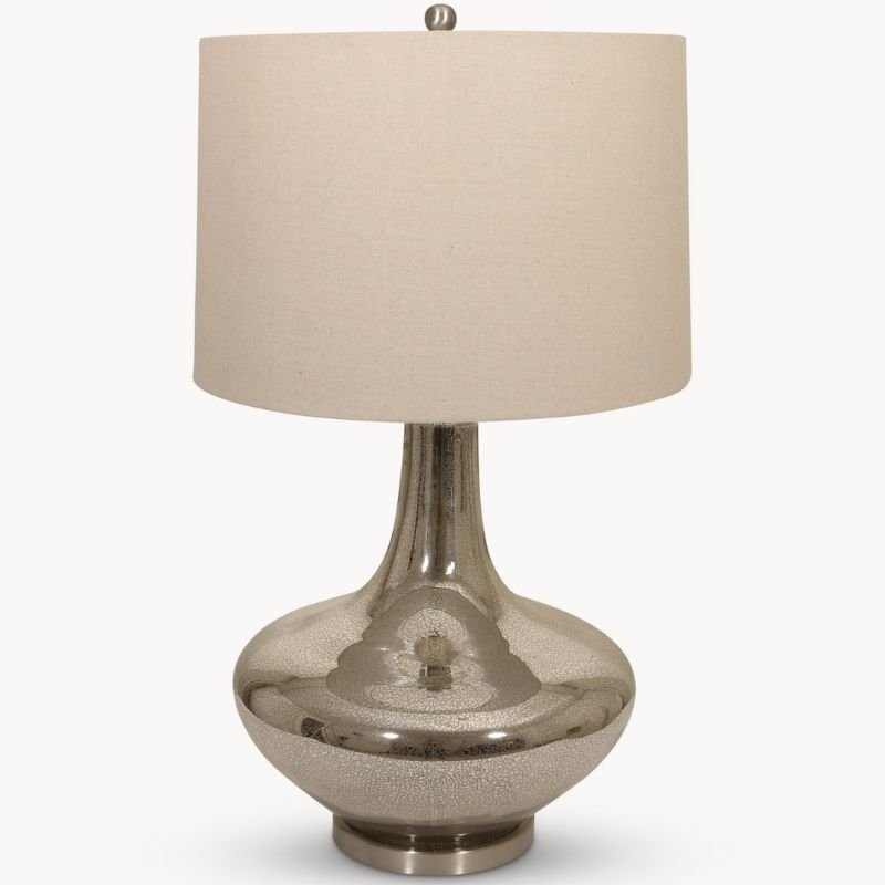 Clifton Glass Brushed Nickel Table Lamp With Shade - 72cm | Lamps | Table & Desk Lamps | The Elms