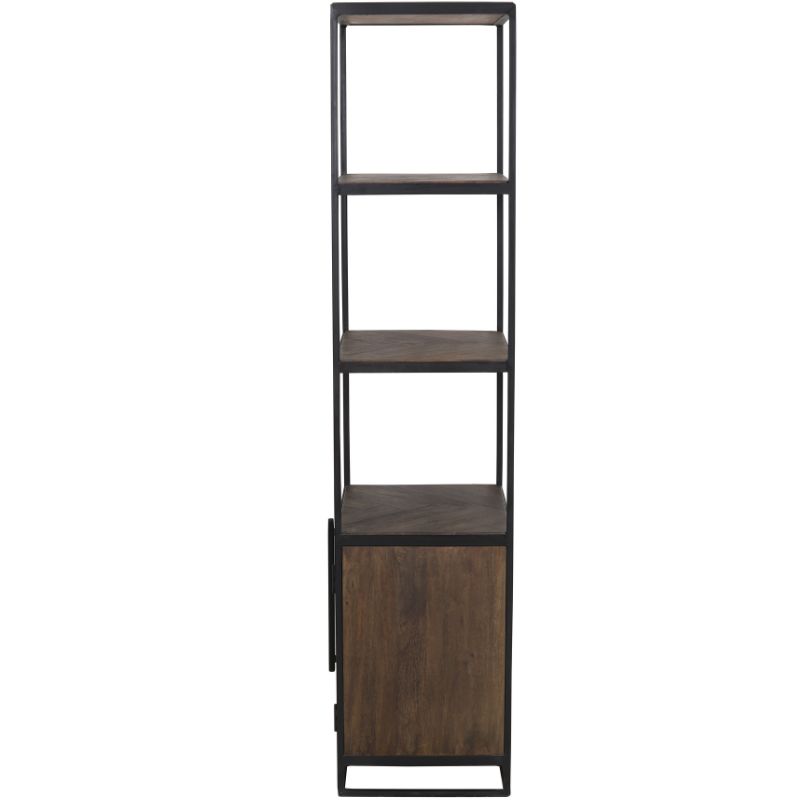 Chisa Brown Black Wood Half Open Cabinet - 55cm x 40cm x 180cm | Living Room | Bookcases & Cabinets | The Elms