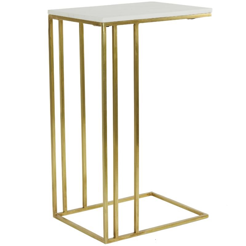 Roshan White Marble Side Table - 41cm x 71cm | Living Room | Coffee Tables & Side Tables | The Elms