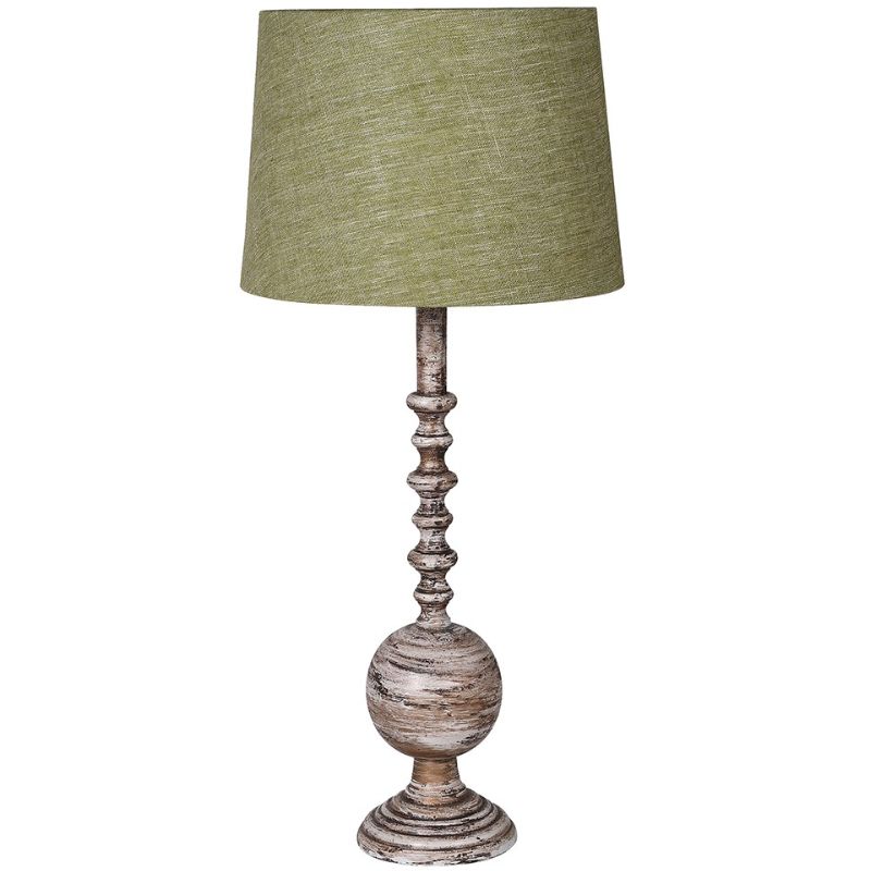 Finial Table Lamp with Green Linen Shade - 78cm | Lamps | Table & Desk Lamps | The Elms