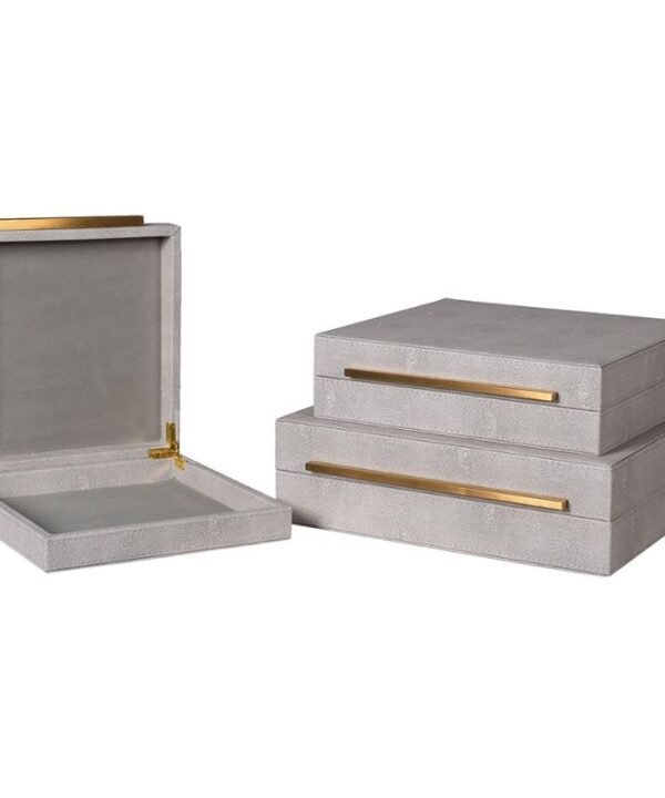 Ivory Faux Shagreen Boxes - Set of 3 | Decorative Accessories | Decorative Objects | The Elms