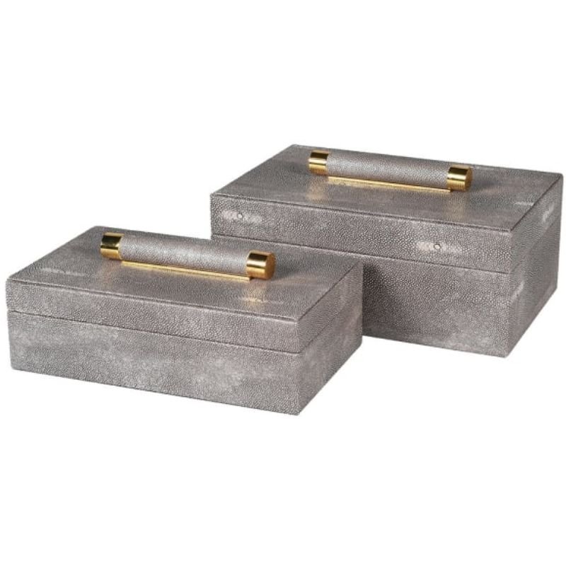 Faux Shagreen Trinket Boxes - Set of 2 | Decorative Accessories | Decorative Objects | The Elms