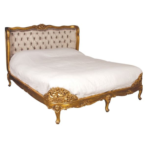 Versailles Gold Silk Buttoned 6ft. Kingsize Bed