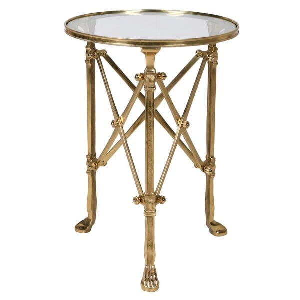 Antique Brass Cross Feet Side Table