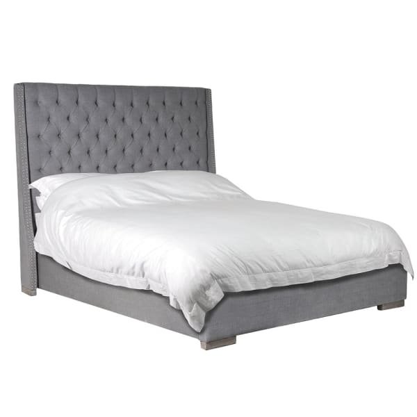 Grey Stud and Button 5ft. King-size Bed