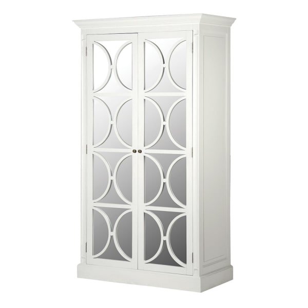 White Fayence Double Mirrored Wardrobe